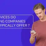 Young man checking phone with a question on screen asking what services advertising companies near me typically offer — highlighting local digital marketing services by ZabTech Digital.